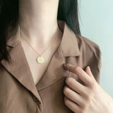 925 Silver Moon Necklace Round Pendant