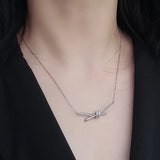 925 Silver Necklace Ladies Knot Silver Plating18K Row Drill Cross Zircon