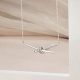 925 Silver Necklace Ladies Knot Silver Plating18K Row Drill Cross Zircon