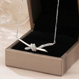 925 Silver Necklace Ladies Knot Silver Plating18K Row Drill Cross Zircon