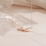 925 Silver Necklace Ladies Knot Silver Plating18K Row Drill Cross Zircon