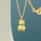 925 Silver Necklace Little Bear Pendant Necklace For Women