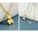 925 Silver Necklace Little Bear Pendant Necklace For Women
