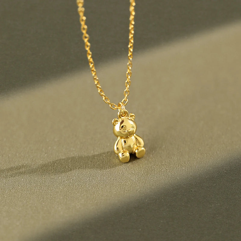 925 Silver Necklace Little Bear Pendant Necklace For Women