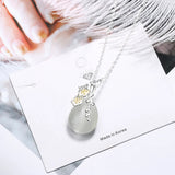 925 Silver Necklace Love Angle Tear Moonlight Opal Cherry Flower Pendant Necklac
