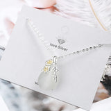 925 Silver Necklace Love Angle Tear Moonlight Opal Cherry Flower Pendant Necklac