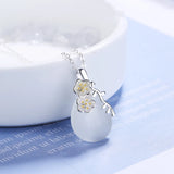 925 Silver Necklace Love Angle Tear Moonlight Opal Cherry Flower Pendant Necklac