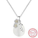 925 Silver Necklace Love Angle Tear Moonlight Opal Cherry Flower Pendant Necklac