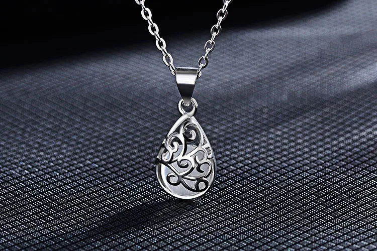 925 Silver Love Angle Tear Opal Necklace for Women