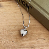 925 Silver Heart Pendant Necklace Romantic Chain Fine Jewelry 925
