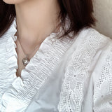 925 Silver Heart Pendant Necklace Romantic Chain Fine Jewelry 925