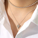 925 Silver Necklace Love Heart Pendant 18k Female Jewelry