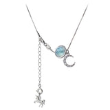 925 Silver Necklace Horse Moon Stone Pendant Choker Zircon Vintage Classic NK012