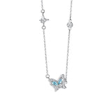 925 Silver Zircon Butterfly Choker Necklace Women