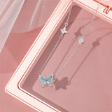 925 Silver Zircon Butterfly Choker Necklace Women