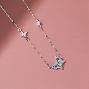 925 Silver Zircon Butterfly Choker Necklace Women