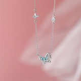 925 Silver Zircon Butterfly Choker Necklace Women