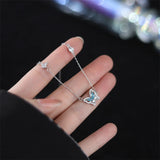 925 Silver Zircon Butterfly Choker Necklace Women
