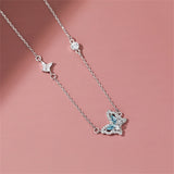 925 Silver Zircon Butterfly Choker Necklace Women