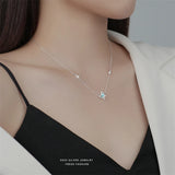 925 Silver Zircon Butterfly Choker Necklace Women