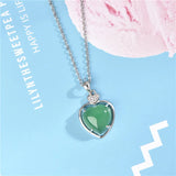 925 Silver Malay Jade Green Chalcedony Heart Pendant Necklace