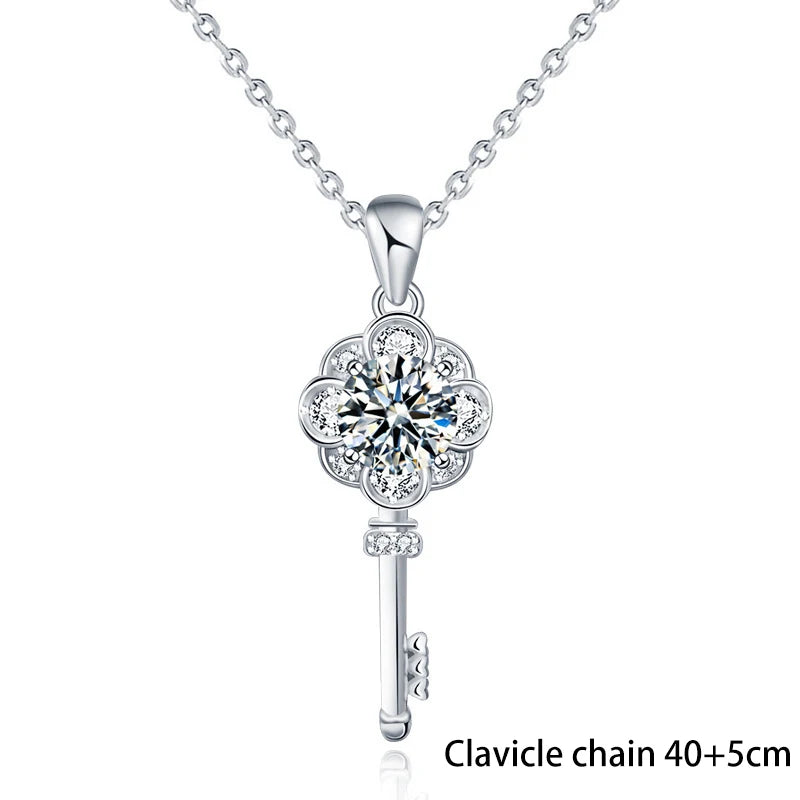 925 Silver Mosson Drill Pendant Key Necklace