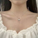 925 Silver Mosson Drill Pendant Key Necklace