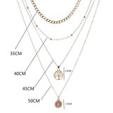 925 Silver Necklace, Geometric Multi-Layer Choker Chain for Women Jewelry
