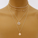 925 Silver Necklace, Geometric Multi-Layer Choker Chain for Women Jewelry