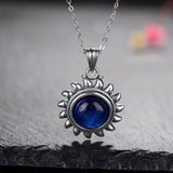 925 Silver Kyanite Necklace Sun Shape Pendant