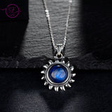 925 Silver Kyanite Necklace Sun Shape Pendant
