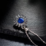 925 Silver Kyanite Necklace Sun Shape Pendant