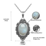 925 Silver Moonstone Pendant Necklace Women Chain Fine Jewelry