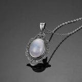 925 Silver Moonstone Pendant Necklace Women Chain Fine Jewelry