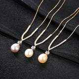925 Silver Necklace with Zircon & Pearl