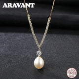 925 Silver Necklace with Zircon & Pearl