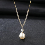 925 Silver Necklace with Zircon & Pearl