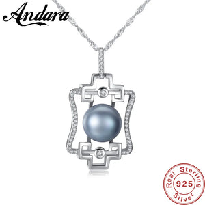 925 Silver Necklace Pendant Natural Pearl Fine Jewelry Woman Single Necklaces
