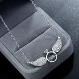 925 Silver Angel Wings Pendant Zircon Charm Chain Adjustable Choker Gift