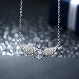 925 Silver Angel Wings Pendant Zircon Charm Chain Adjustable Choker Gift