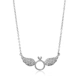 925 Silver Angel Wings Pendant Zircon Charm Chain Adjustable Choker Gift