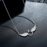 925 Silver Angel Wings Pendant Zircon Charm Chain Adjustable Choker Gift