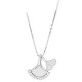 925 Sterling Silver Diamond Shell Apricot Leaf Necklace Silver 925 Jewelry