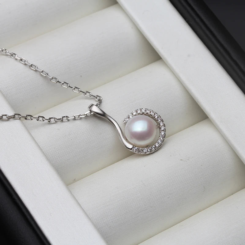 Sterling Silver Necklace Pendant AAAA Freshwater Pearl Jewelry