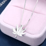 925 Silver Maple Leaf Necklace Pendant Women Charm Adjustable Chain Choker