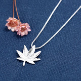 925 Silver Maple Leaf Necklace Pendant Women Charm Adjustable Chain Choker