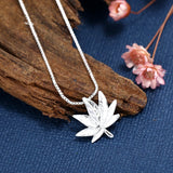 925 Silver Maple Leaf Necklace Pendant Women Charm Adjustable Chain Choker
