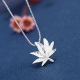 925 Silver Maple Leaf Necklace Pendant Women Charm Adjustable Chain Choker