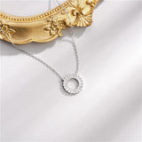 925 Silver Pendant Circle Necklace with Diamond