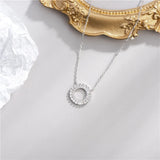 925 Silver Pendant Circle Necklace with Diamond